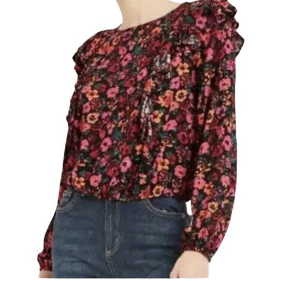 Wild Fable Red Floral Blouse Size XS Long Sleeve NWT - Picture 1 of 8